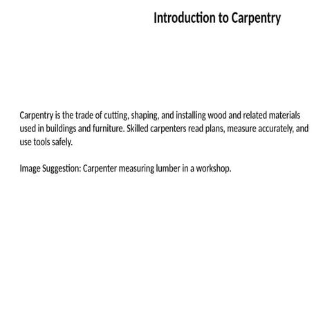 Basic Concept of Carpentry Grade 10 lesson 1 | PPTX