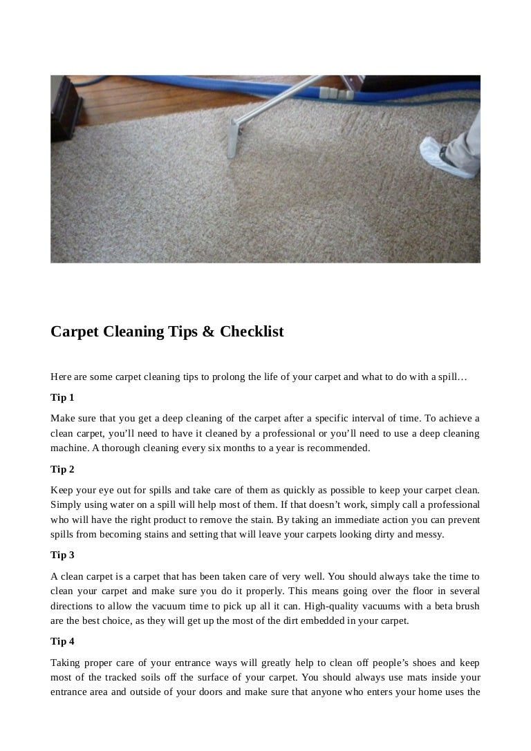 Carpet Cleaning Tips & Checklist