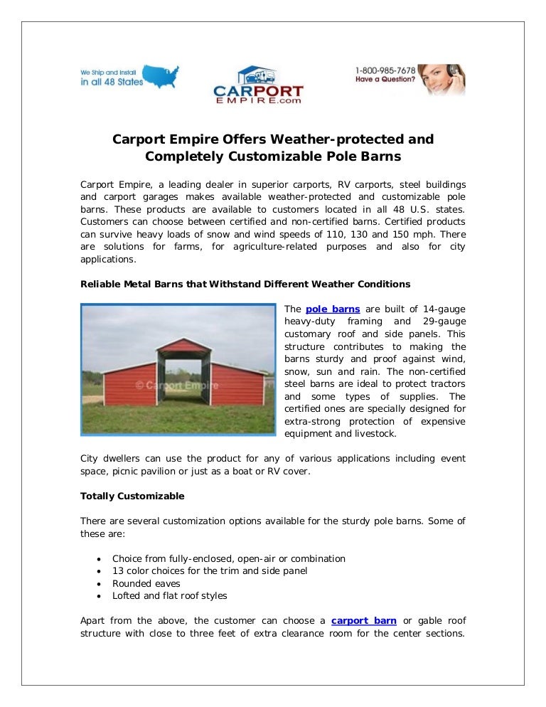 Carport Empire Offers Weather Protected And Completely Customizable P