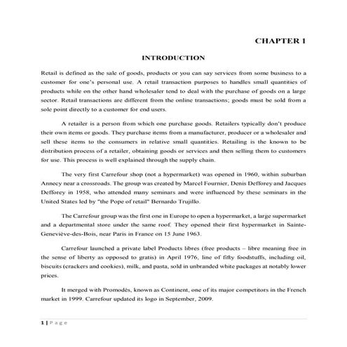 Carrefore Pakistan (MBA final Project)