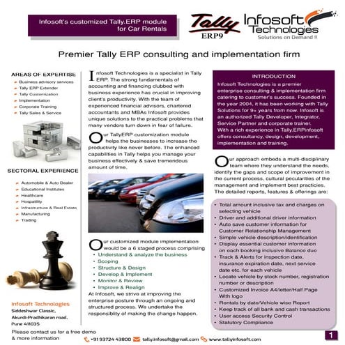 Infosoft's Tally ERP module for Car rental services | PDF