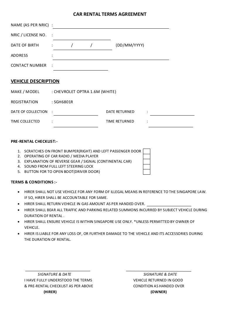 rental car agreement