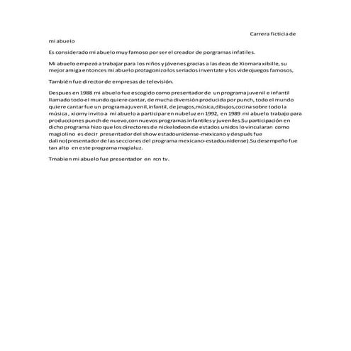 Carrera ficticia de mi abuelo