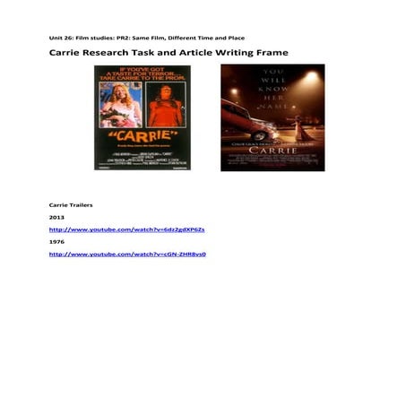 Carrie Re-make Assignment 