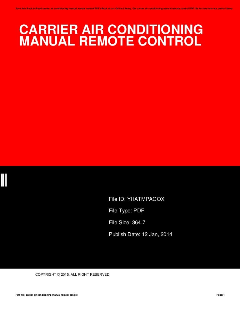 Carrier airconditioningmanualremotecontrol