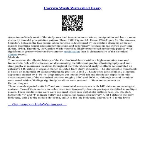 Carrizo Wash Watershed Essay