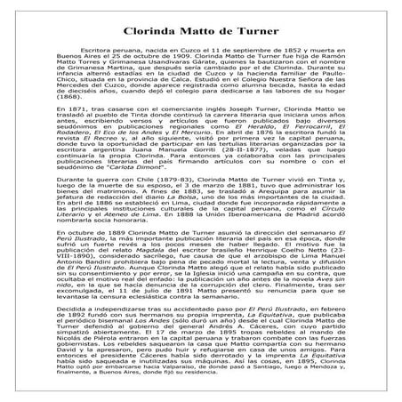 Clorinda Matto De Turner Doc South America Travel Travel Locations