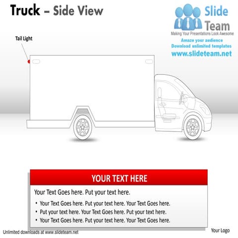 Carry blue truck side view power point slides and ppt diagram templates
