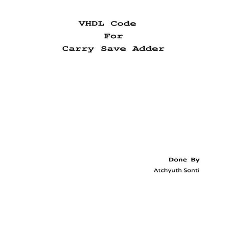 Carry save adder vhdl