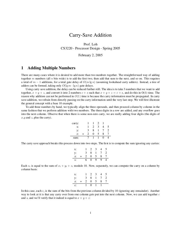 Carry Save Addition