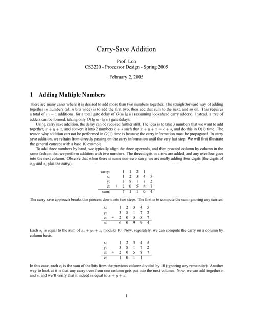 Carry save addition