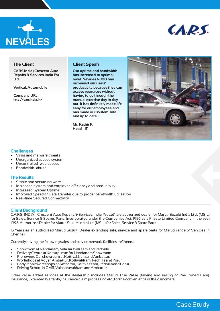 Case study on automobile parts image