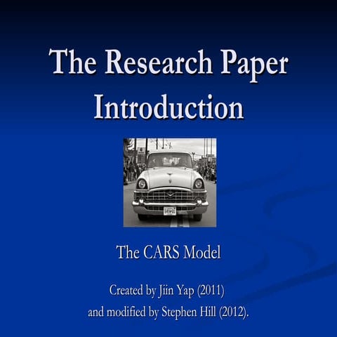 The Research Paper Introduction using CARS | PPT