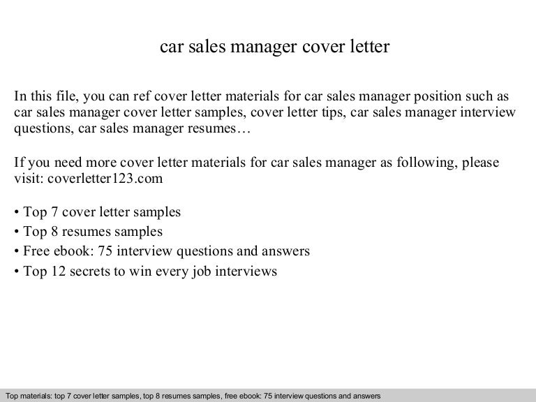 car sales manager resumes
