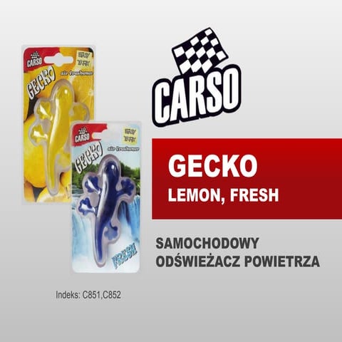 C851, C852, C853, C854 Carso Gecko samochodowy odświeżacz powietrza