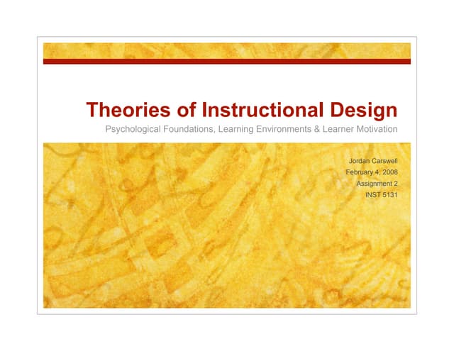 Theories Of Instructional Design