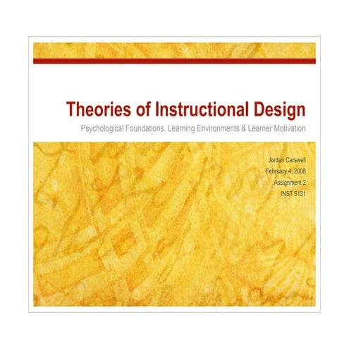 Theories Of Instructional Design