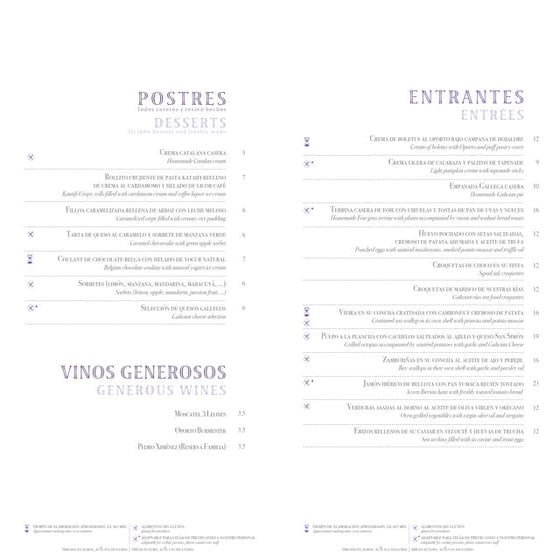 Carta Restaurante Filigrana