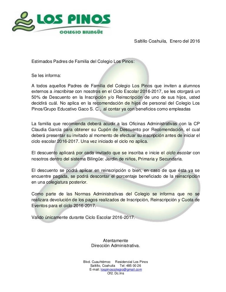 Carta 50 descuento 2016-2017