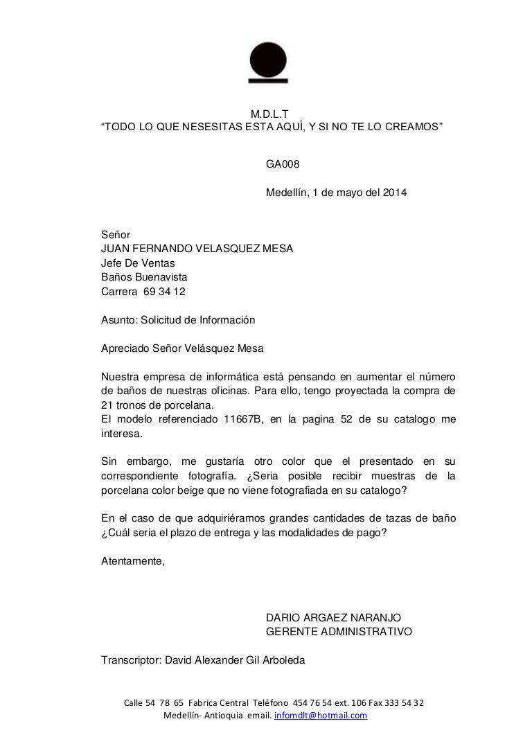 Carta 8 Solicitud De Informacion Comercio