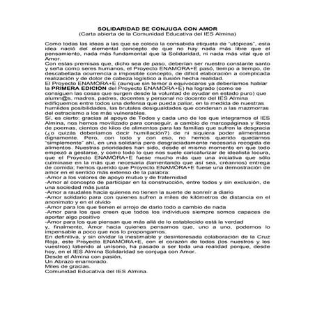 SOLIDARIDAD SE CONJUGA CON AMOR