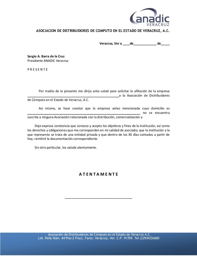 Carta Afiliación