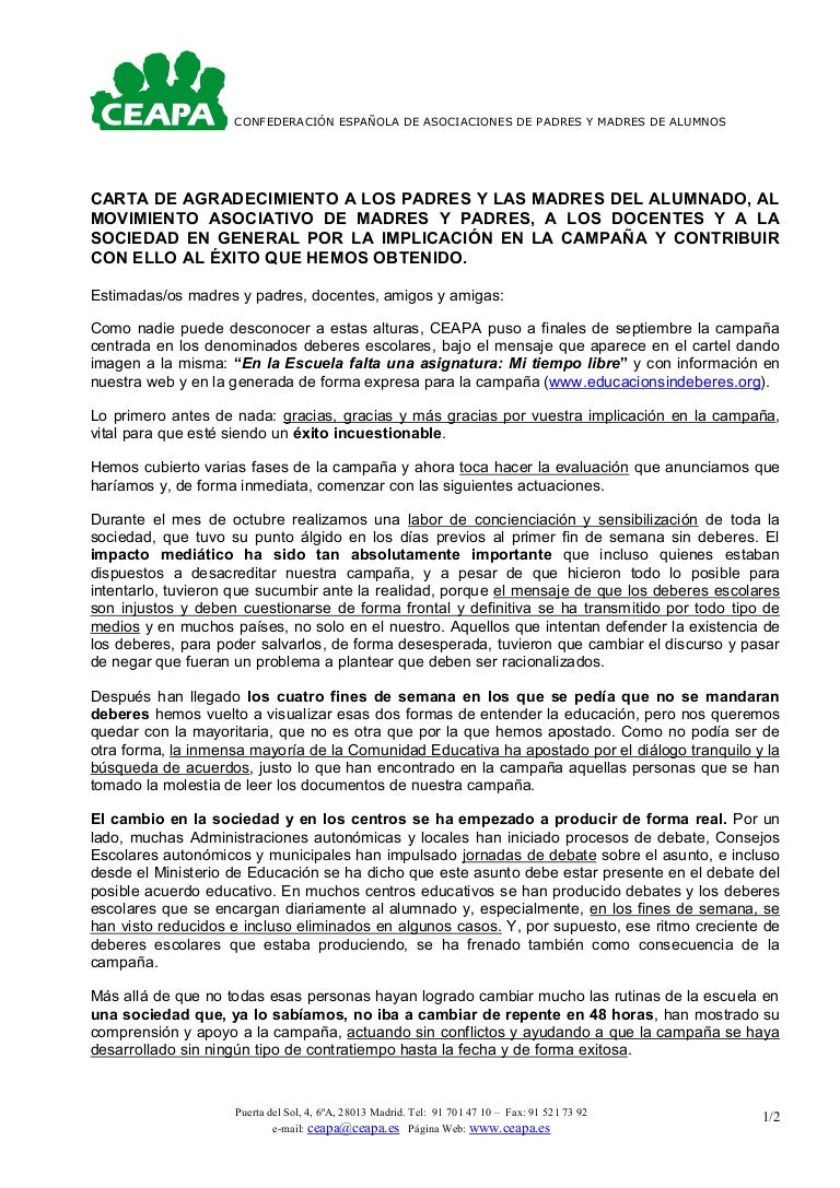 Carta De Agradecimiento Para Padres Y Madres Compartir Carta