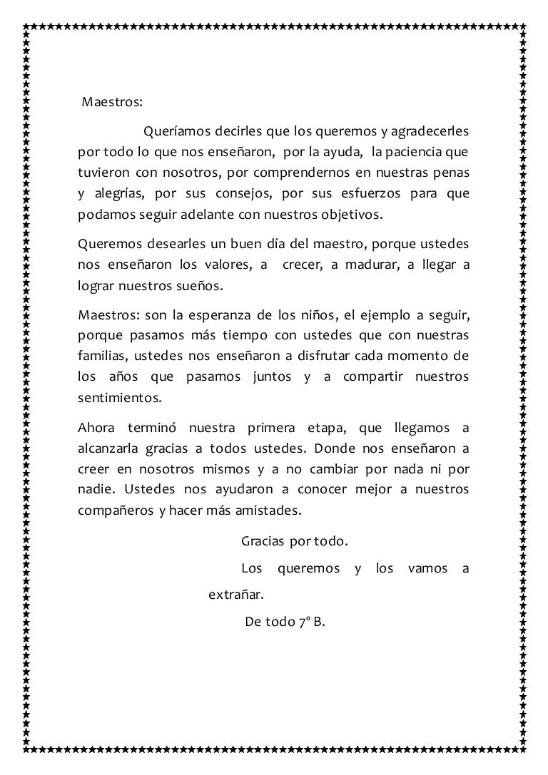 Carta a los maestros!