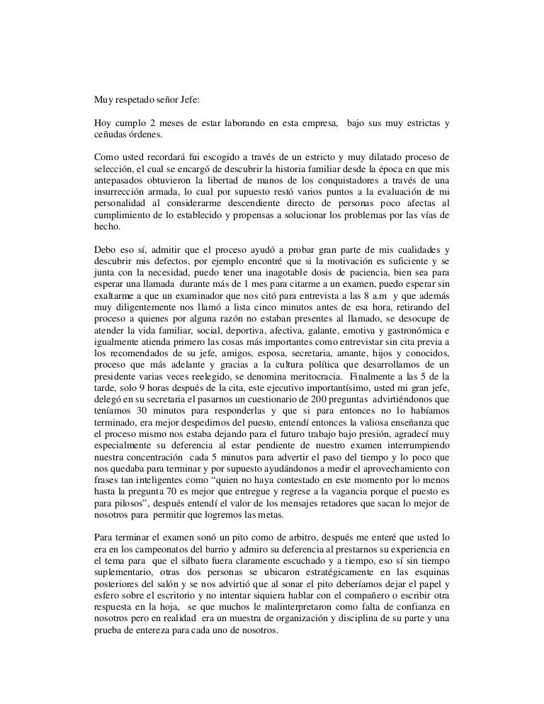 Carta a mi jefe