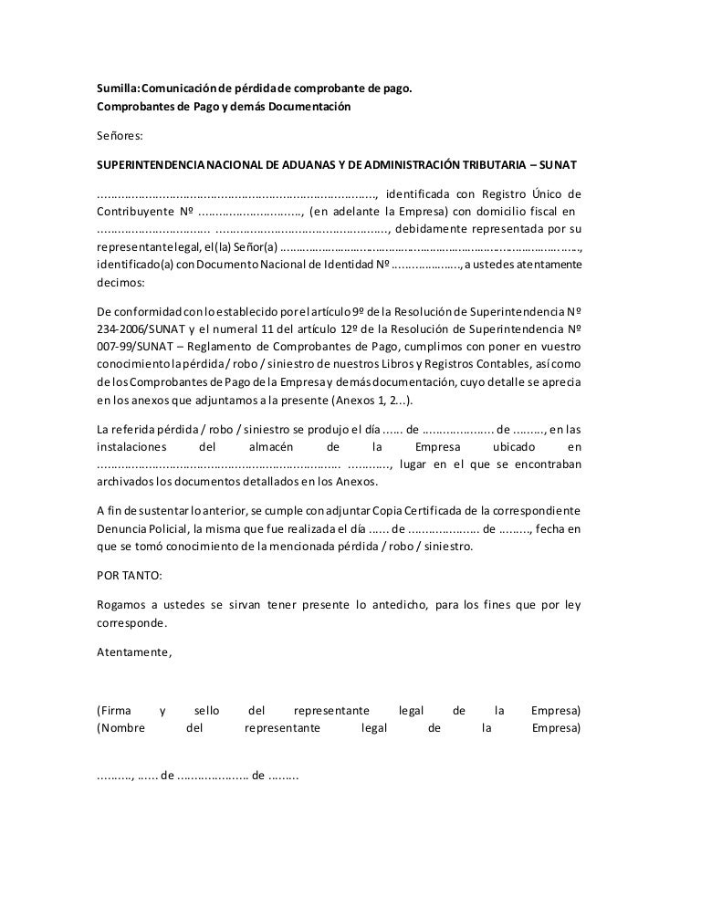 Denuncia por extravío de documentos