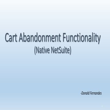 Cart Abandonment Using NetSuite