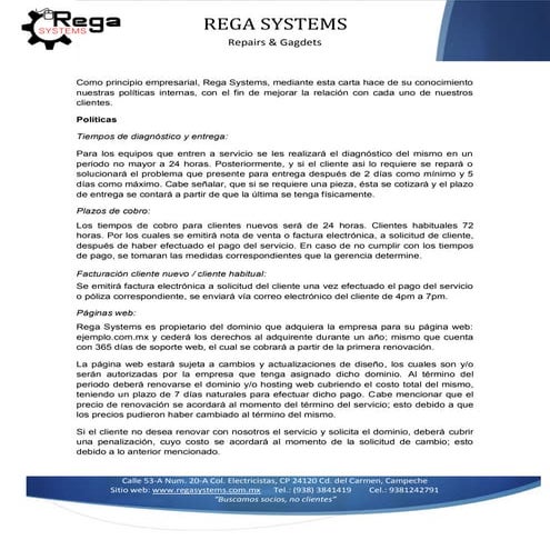 POLITICAS DE LA EMPRESA