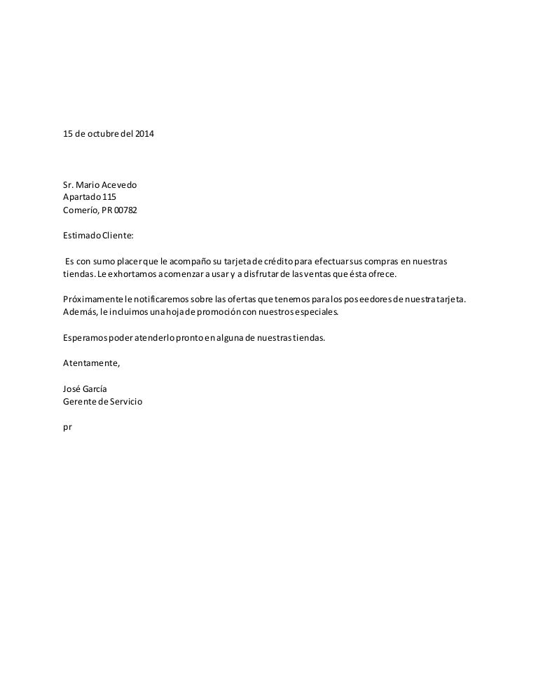 Carta comercial puntuacion abierta