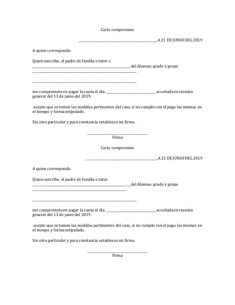 Ejemplos De Carta Compromiso De Pago YukiSasaki Carta