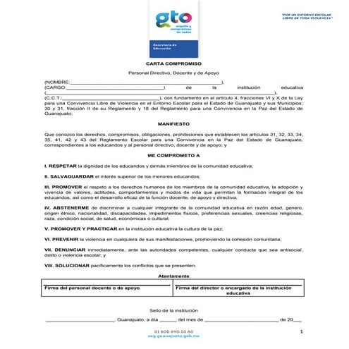 Carta compromiso docentes | PDF