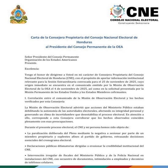 Carta Cossette López sobre audiencia de la OEA
