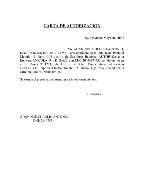 Carta de autorizacion de recogida de documentos