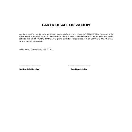 Carta de autorizacion