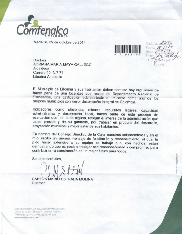 Carta de felicitación comfenalco20141021 11285035 2559