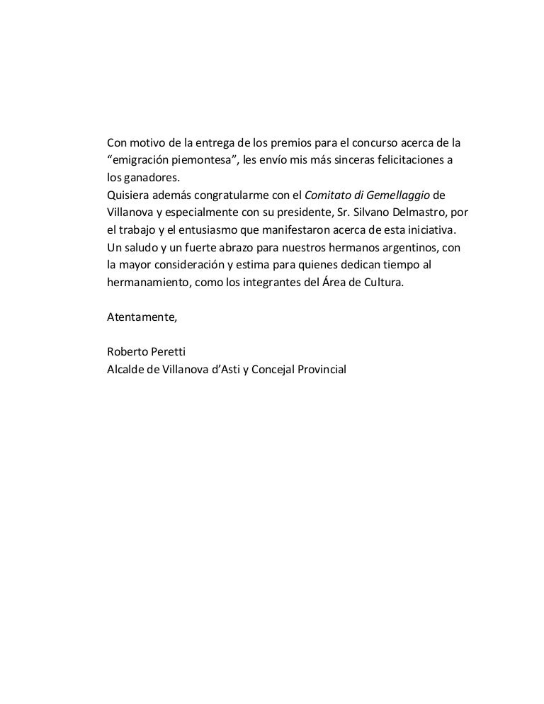 Carta de felicitaciones