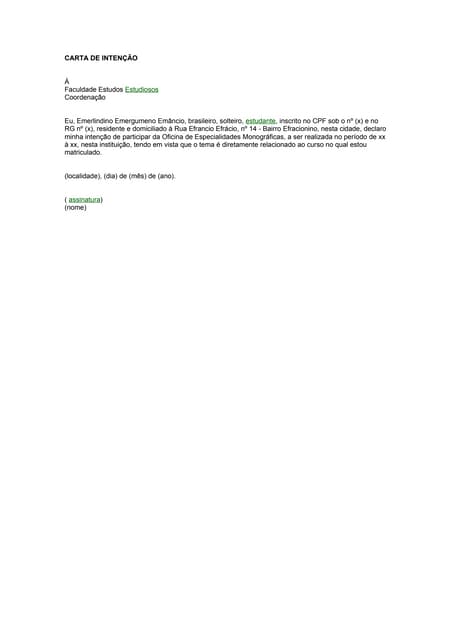 Carta de intenção