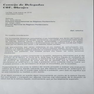 Carta del Consejo de Delegadas del ...