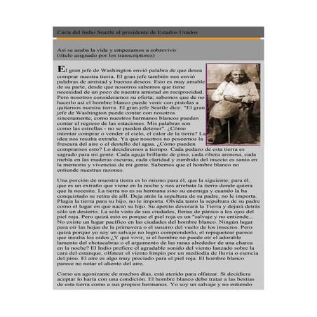 Carta del indio seattle al presidente de estados unidos