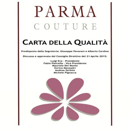 Carta della qualità del Consorzio Parma Couture