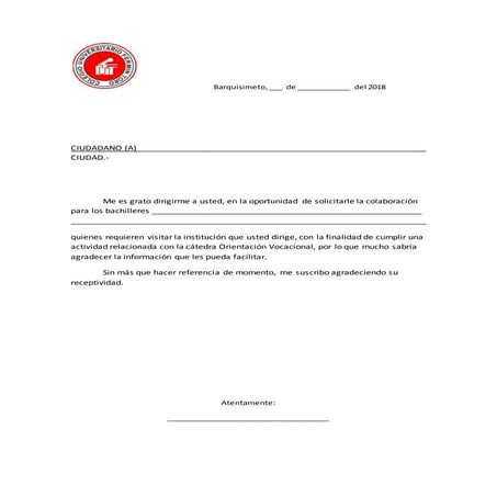 Carta de permiso para una actividad en una escuela