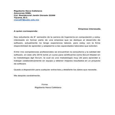 Carta de presentación