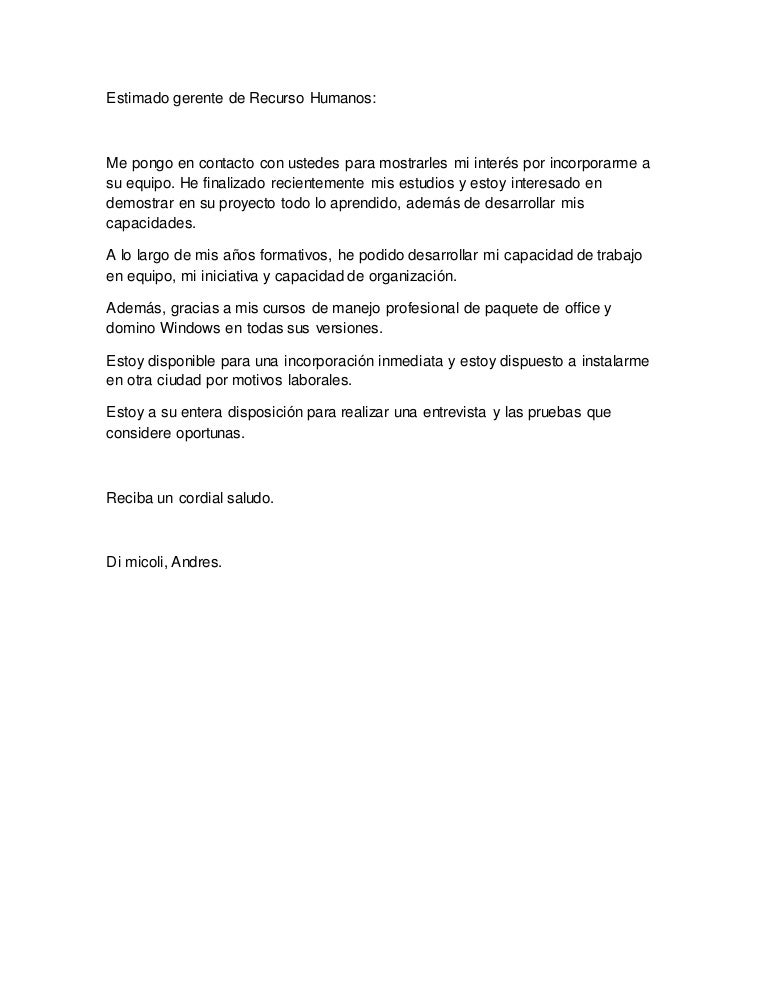Carta de presentación CV.