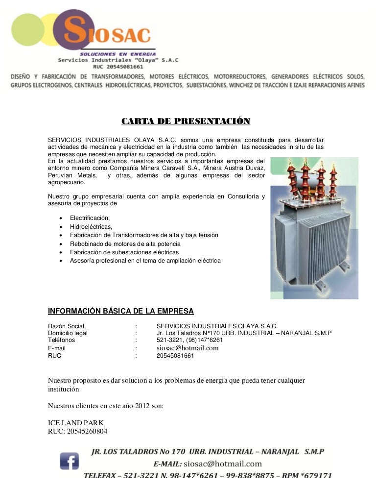 Carta De Presentacion Word Empresa - o Carta De