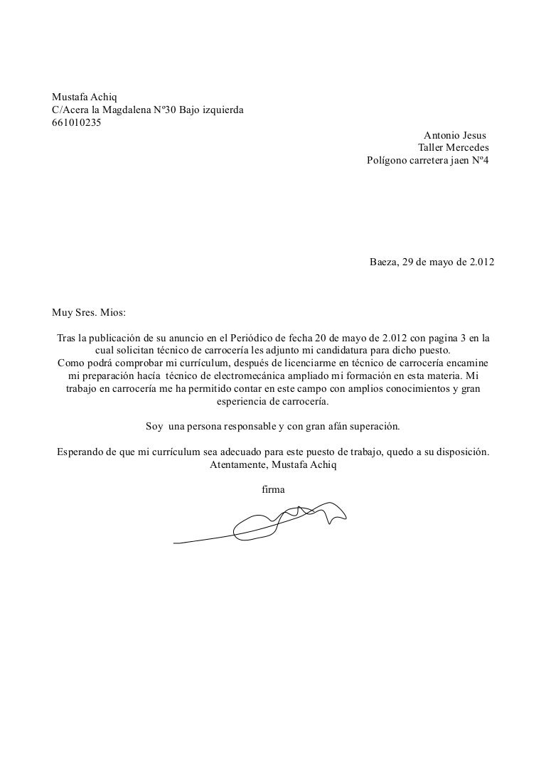 Carta de presentacion de musta