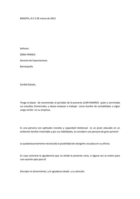 ejemplos de cartas de recomendaciones personales